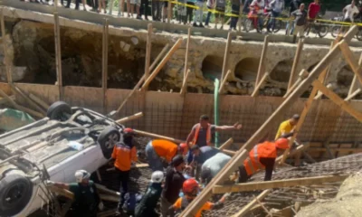 Vehículo involucrado en el accidente ocurrido en un puente de La Peña, provincia Duarte