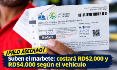 Nuevas tarifas del marbete 2026-2027 de RD$2,000 y RD$4,000 anunciadas por la DGII.