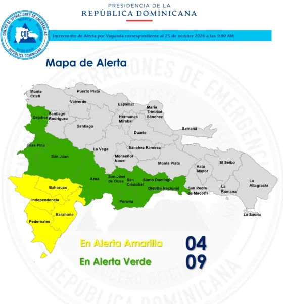 COE activa alertas por vaguada en República Dominicana