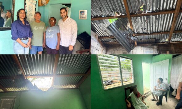 Personal de DASAC durante la asistencia a familias afectadas por la caída de un árbol en Cañada de Papoy, Barahona.