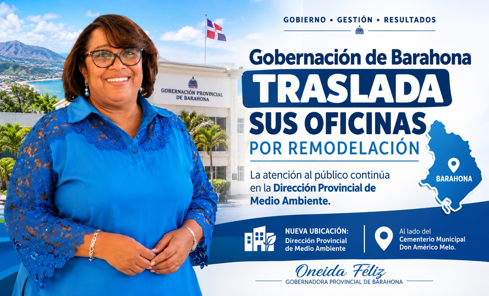 Oficinas provisionales de la Gobernación Provincial de Barahona durante la remodelación de su sede.
