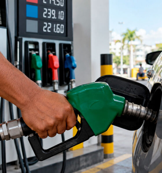 Surtidores de combustibles en una estación de servicio, imagen ilustrativa sobre los precios de la gasolina y el gasoil en República Dominicana.