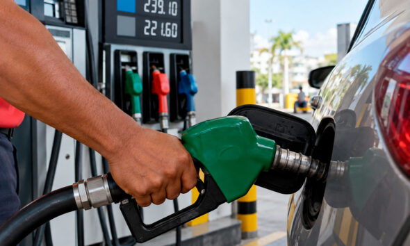 Surtidores de combustibles en una estación de servicio, imagen ilustrativa sobre los precios de la gasolina y el gasoil en República Dominicana.