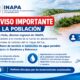 Aviso de INAPA sobre la suspensión temporal del servicio de agua potable en Barahona y Bahoruco por la crecida del río Yaque del Sur.
