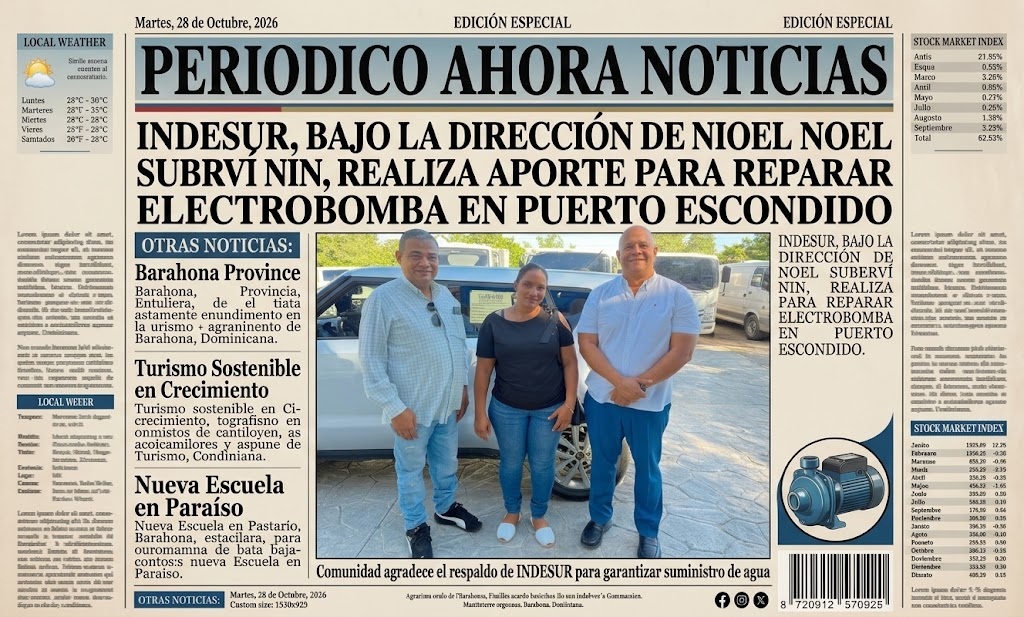 INDESUR, bajo la dirección de Noel Suberví Nin, realiza aporte para reparar electrobomba en Puerto Escondido