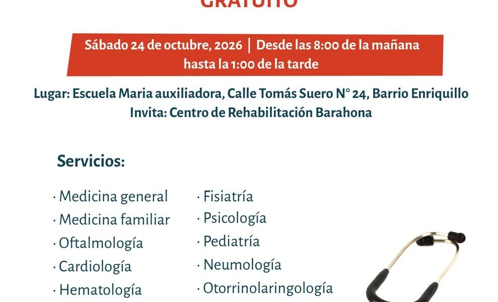 Jornada médica gratuita de Rehabilitación Filial Barahona por su 46.º aniversario.