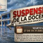 Suspensión de clases en centros educativos del Distrito 01-03 de Barahona por las lluvias.