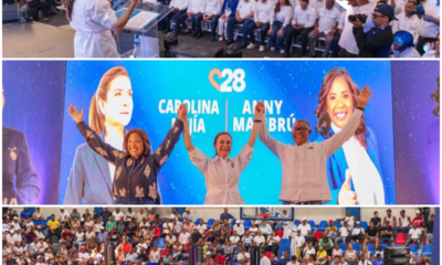 Carolina Mejía junto a Anny Mambrú y Jesús Colón durante actividad del proyecto Carolina 2028 en Santo Domingo Este