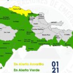 Información sobre las alertas del COE por lluvias y tormentas eléctricas en 22 provincias dominicanas.