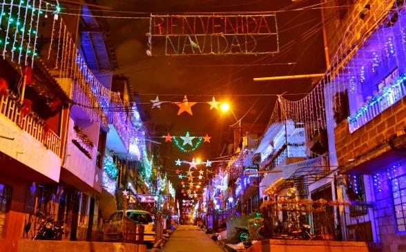 Decoración navideña de un barrio para el concurso organizado en Barahona.