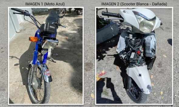 Información sobre la recuperación de una pasola Honda Lead 125 blanca y una motocicleta AX-100 azul en Cabral y Cachón, Barahona.