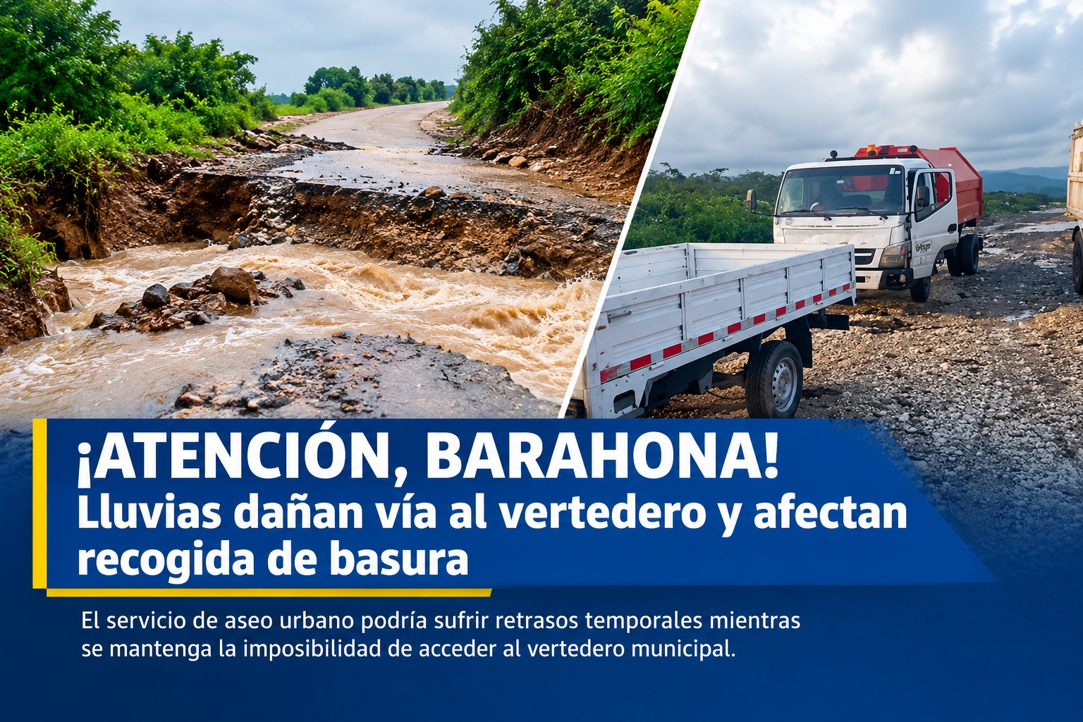 Lluvias afectan acceso al vertedero municipal de Barahona